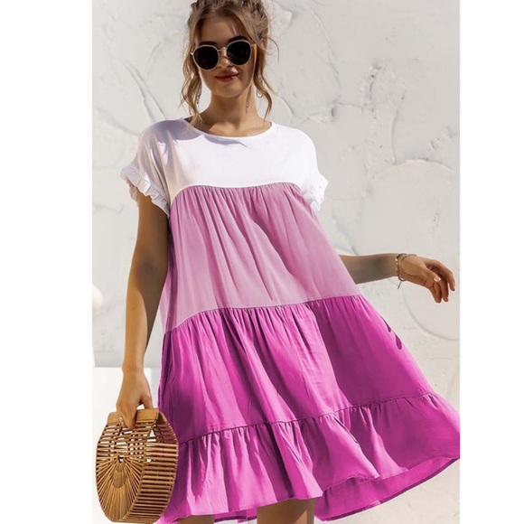 Boho spring summer ruffle trim mini dress - Picture 5 of 12